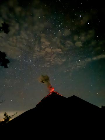 Volcano Fuego At Night